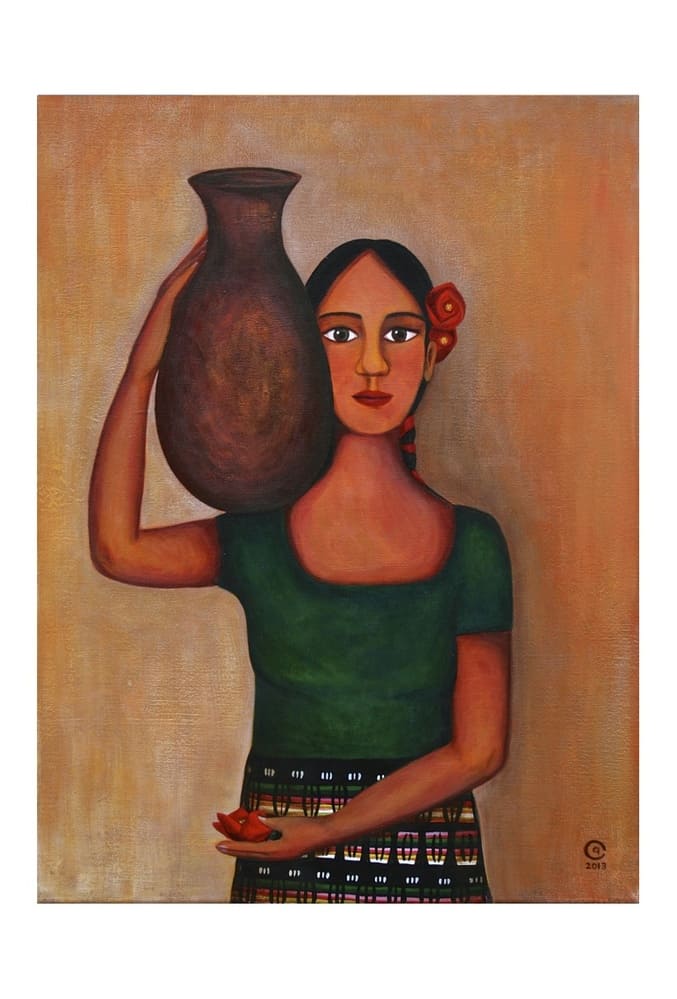 Girl with Vase Print