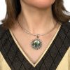 Abalone-Oxidized-Silver-Eclipse-Pendant-with-model-Nueve-Sterling