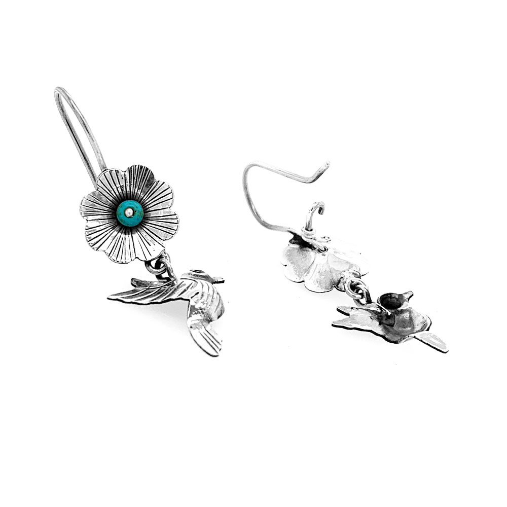 Birds-With-Flower–Silver-Earrings-flat-Nueve-Sterling