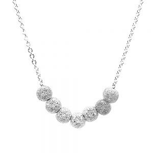 Delicate-balls-silver-necklace-front-Nueve-Sterling