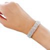 Five-Rows-Small-Beads-Silver-Bracelet with model - Nueve Sterling