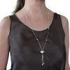 Heart Lariat Silver Necklace with model - Nueve Sterling