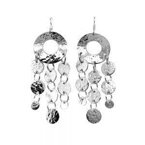 Long-Hammered-Circle-w_3-Dangling-Lines-Earrings-front-view